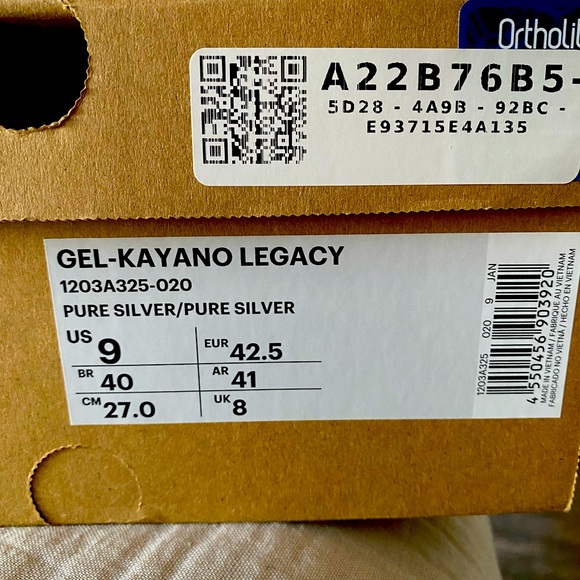 ASICS Gel Kayano Legacy pure silver size 9 men’s - Picture 3 of 6